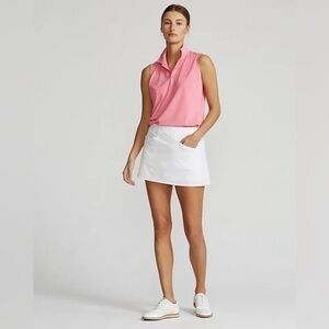 RLX Golf • Pleated AIM Four-Way Stretch 17" Skort Skirt Ceramic White NWT